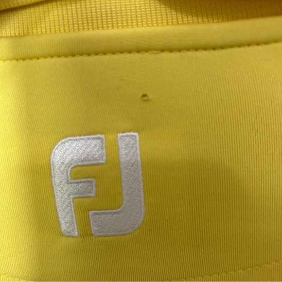 Men's FootJoy Yellow with Blue Striped Poly Stretch Golf Polo Large - Picture 6 of 8